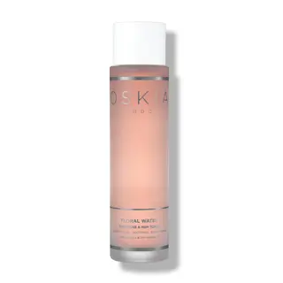 Oskia London Floral Water toner in a clear bottle with white cap.