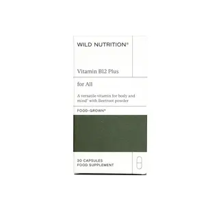 Wild Nutrition Vitamin B12 Plus box, 30 capsules, food supplement.