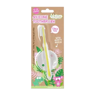 Silicone toothbrush for 12-24 months with safety shield, BPA free, stage two.