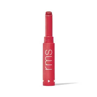 Red lipstick tube with "rms" text on the side.