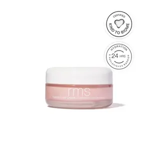 Rms Kakadu Luxe Cream jar with Kind to Biome and 24-hour hydration badges.