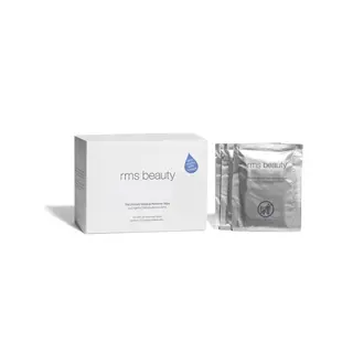 RMS Beauty makeup remover wipes box and sachets.