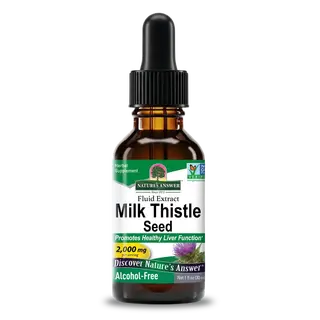 Milk Thistle Seed fluid extract bottle, 30 ml, alcohol-free, promotes healthy liver function.