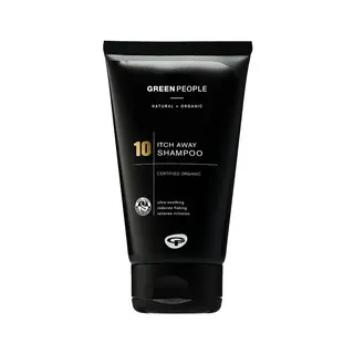 Black tube of Green People Itch Away Shampoo, certified organic.
