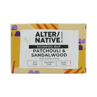 ALTER/NATIVE by Suma shampoo bar, patchouli and sandalwood, SLS and paraben free.