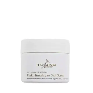 Eco by Sonya Pink Himalayan Salt Scrub, 250g jar, organic exfoliator.