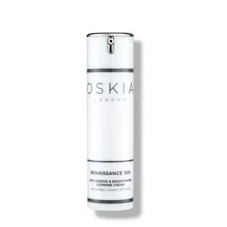 Oskia London Renaissance 360 Anti-Ageing & Brightening Supreme Cream in a white bottle.