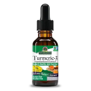 Turmeric-3 extract bottle, gluten-free, alcohol-free, supports joint function, 30ml.
