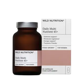 Wild Nutrition Daily Multi Nutrient 45+ bottle and box for women, 60 capsules.