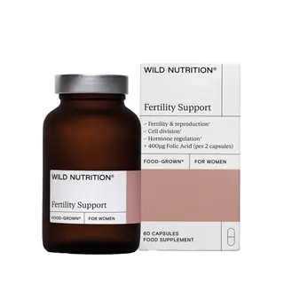 Wild Nutrition Fertility Support bottle and box, 60 capsules, food supplement for women.