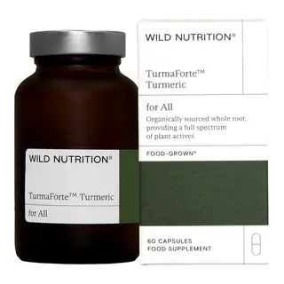 Wild Nutrition TurmaForte Turmeric bottle and box, 60 capsules, food supplement.