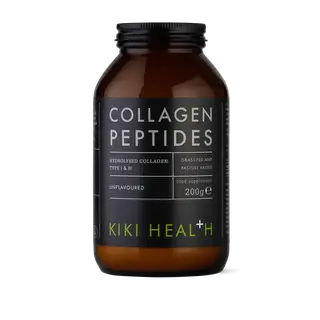 Brown jar of Kiki Health Collagen Peptides, 200g, unflavoured, hydrolysed type I & III.