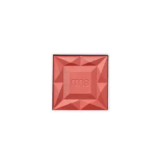 Square coral blush with embossed "rms" logo and geometric pattern.