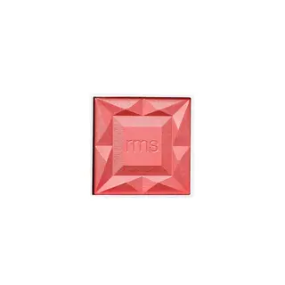 Square red blush compact with "rms" embossed in the centre.