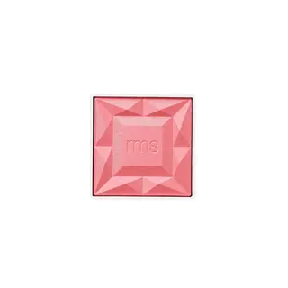 Square pink blush compact with "rms" embossed in the centre.