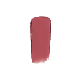 Swatch of mauve lipstick on white background.