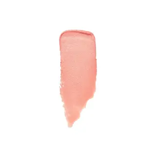 Peach-coloured lipstick smear on white background.