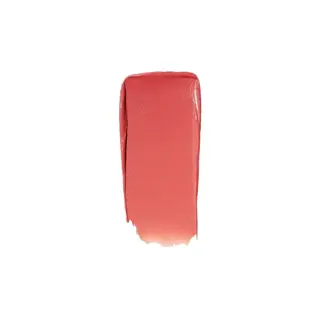 Coral pink lipstick swatch on white background.