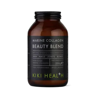 Kiki Health Marine Collagen Beauty Blend jar, 200g, for skin, nails, joints, and bones.