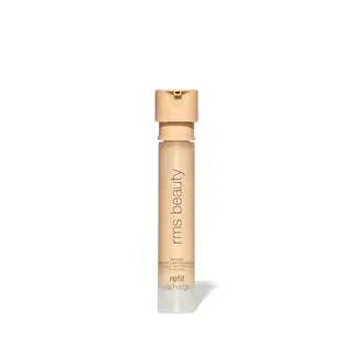 Beige cylindrical bottle with "rms beauty" text, labelled "refill recharge".