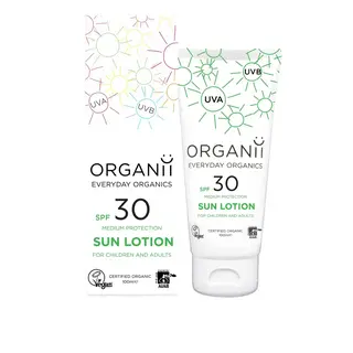 Organii SPF 30 sun lotion, medium protection, for children and adults, 100ml, certified organic.