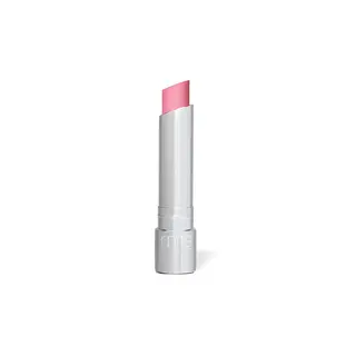 Silver tube of pink lipstick with "rms" on the cap.