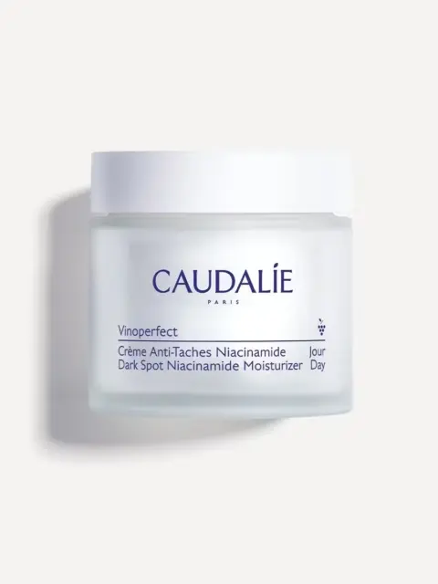 Caudalie Vinoperfect Dark Spot Niacinamide Moisturiser jar on white background.