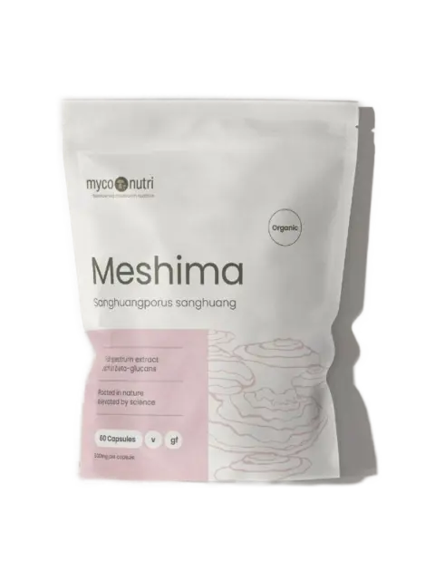 Meshima supplement bag, 60 capsules, organic, with beta-glucans.
