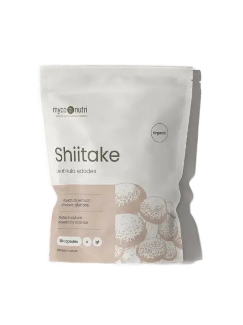 Shiitake mushroom capsules, organic, 60 count, by MycoNutri.