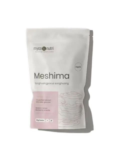 Meshima powder, 100g, organic, by MycoNutri. Sanghuangporus sanghuang extract, rich in beta-glucans.