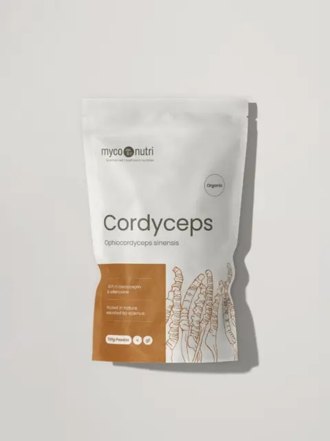 Cordyceps supplement pouch, 100g, organic, by MycoNutri.