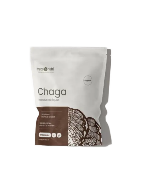 Chaga mushroom supplement, 60 capsules, organic, by MycoNutri.