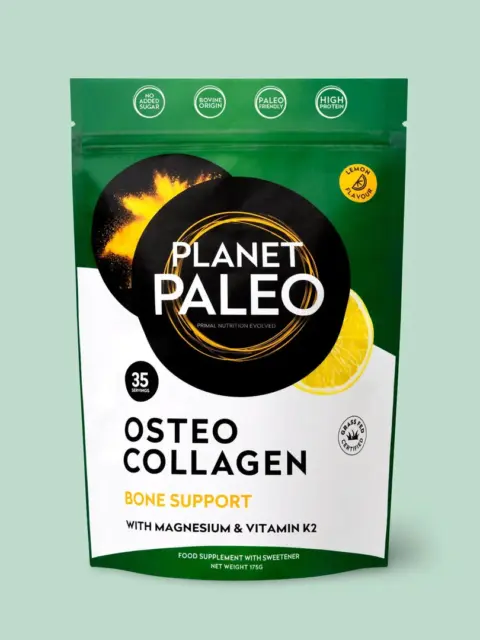 Planet Paleo Osteo Collagen, lemon flavour, 175g, bone support with magnesium and vitamin K2.
