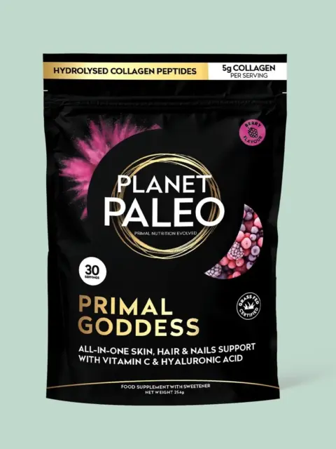 Planet Paleo Primal Goddess collagen supplement, berry flavour, 30 servings, 254g.
