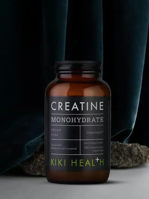 Kiki Health Creatine Monohydrate bottle with 120 vegan capsules.