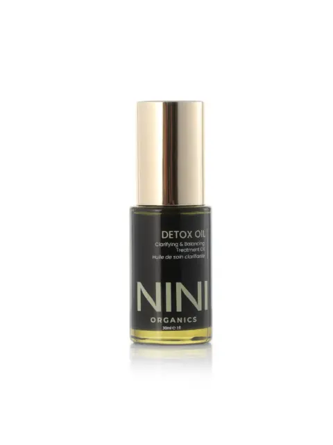 NINI Organics Detox Oil bottle with gold cap, 30ml.