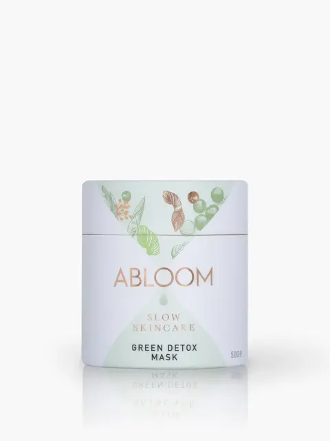 Abloom Green Detox Mask jar with botanical design, 50gr.