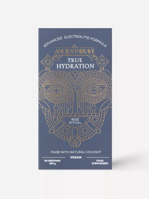Ancient + Brave True Hydration, advanced electrolyte formula, vegan, 30 servings, 180g.