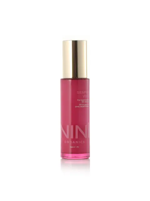 Pink bottle with gold cap, labelled "NINI Organics Siempre Viva", 50ml.