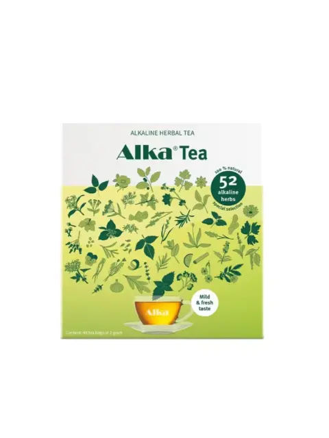 Alka Tea box with 52 alkaline herbs, mild and fresh taste, 48 tea bags.