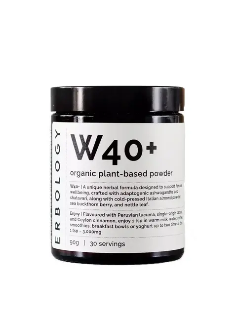 W40+ organic plant-based powder, 90g, 30 servings, by Erbology.