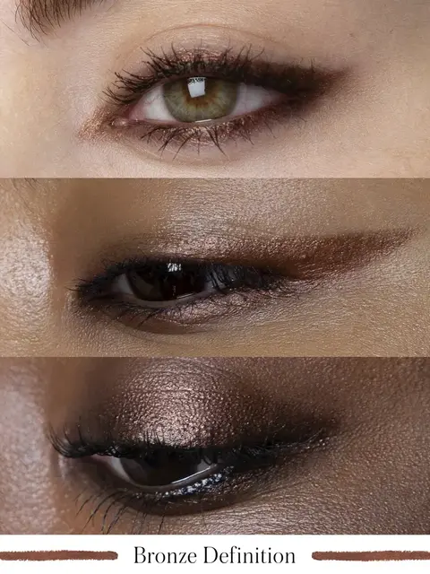 Three eyes with bronze eyeshadow. Text: "Bronze Definition".