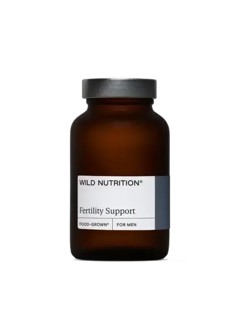 Brown bottle labelled "Wild Nutrition Fertility Support for Men".