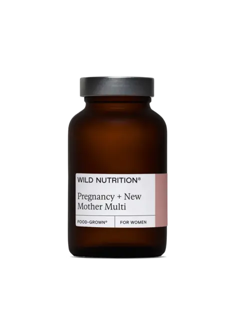 Brown bottle labelled "Wild Nutrition Pregnancy + New Mother Multi".
