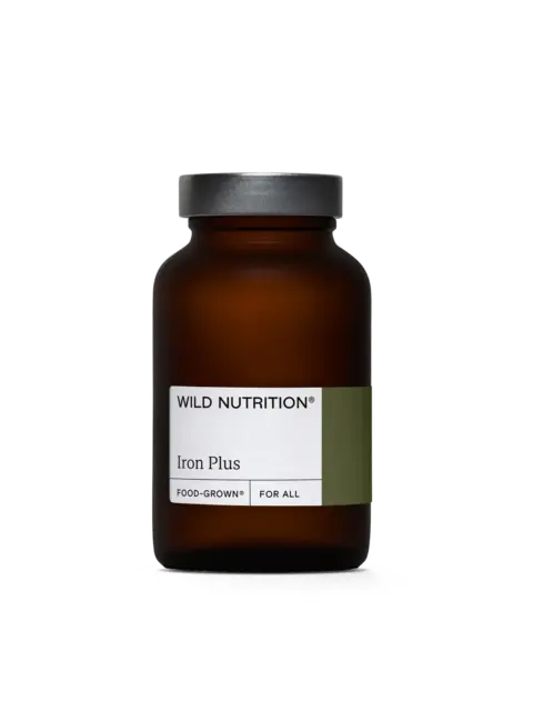Brown bottle labelled "Wild Nutrition Iron Plus".