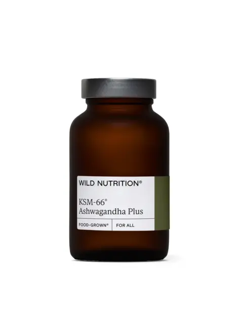 Brown bottle labelled "Wild Nutrition KSM-66 Ashwagandha Plus".