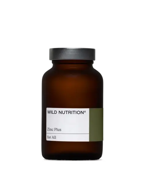 Brown bottle labelled "Wild Nutrition Zinc Plus for All".