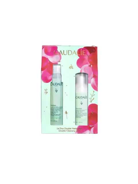 Caudalie Vinoclean Double Cleansing Duo in floral packaging.