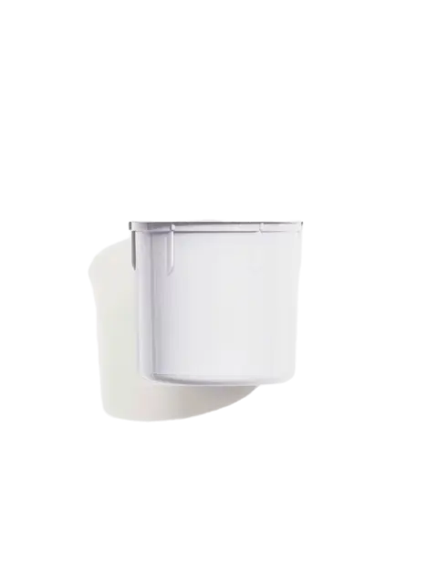 White plastic container with a lid, isolated on a white background.