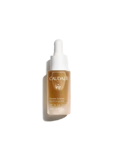 Caudalie Self-Tan Sun Drops, 15ml bottle with dropper.